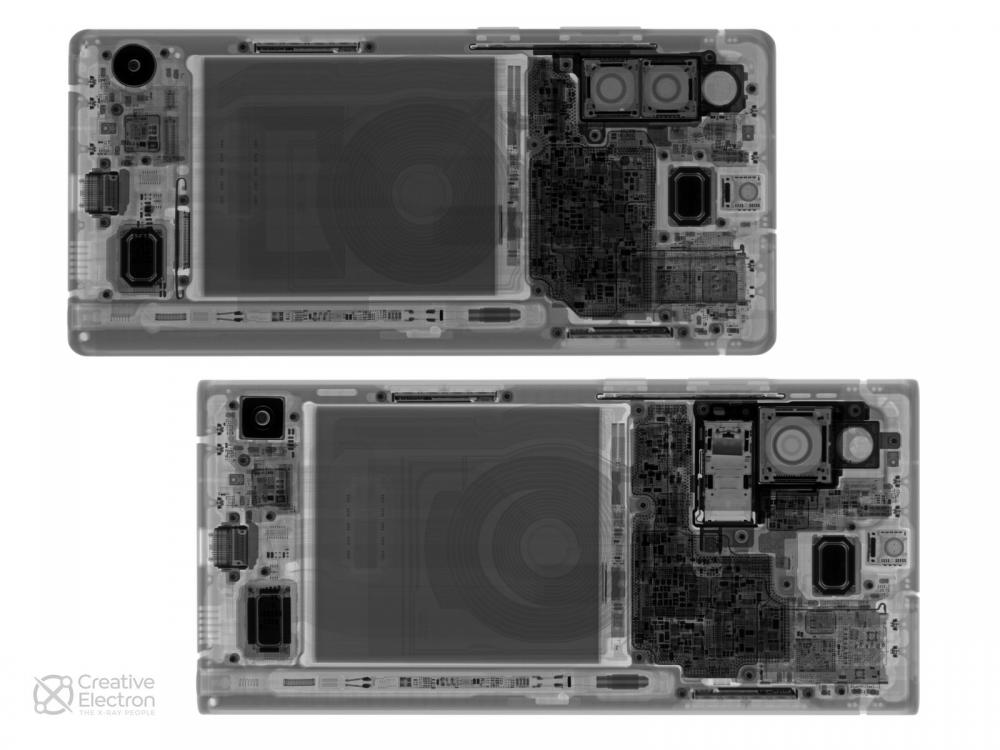 X-ray photos of the Note20 vs. Note20 Ultra